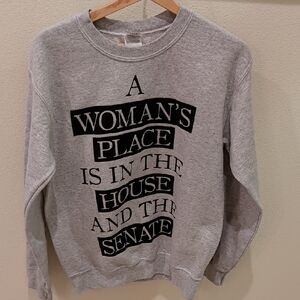 Gray Women's Sweater with Bold Statement
